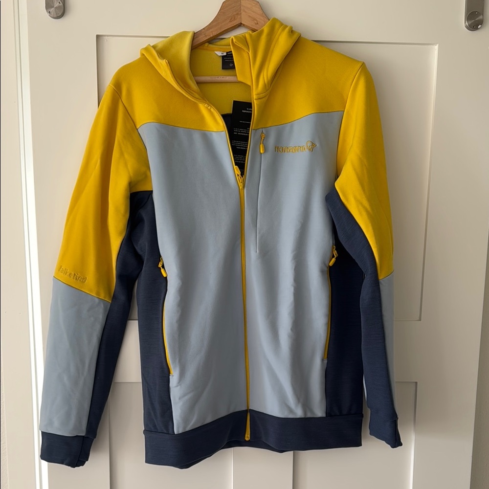 Norrona Yellow and Gray Full-Zip Hoodie
